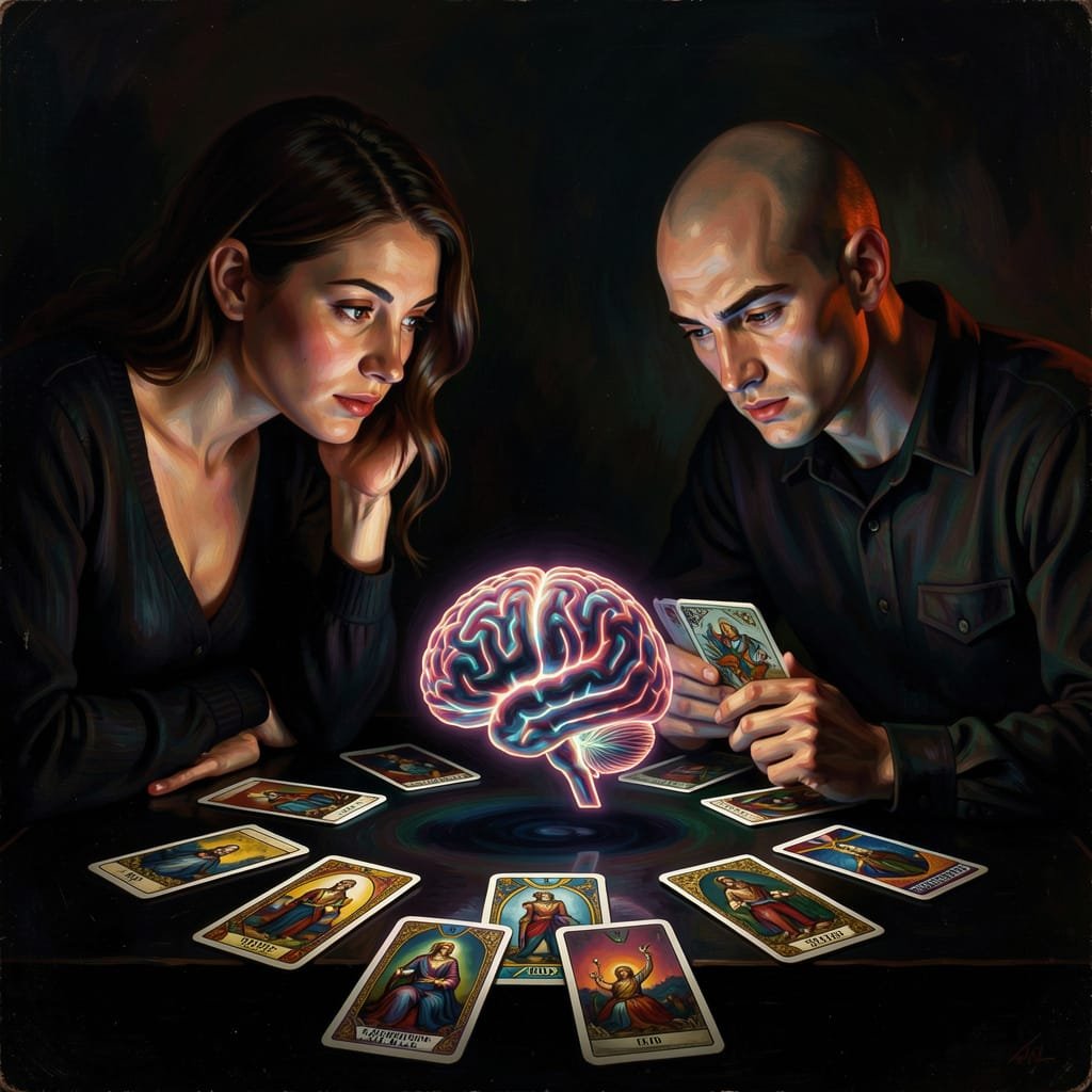 Tarot projectif disposé sur une table sombre
