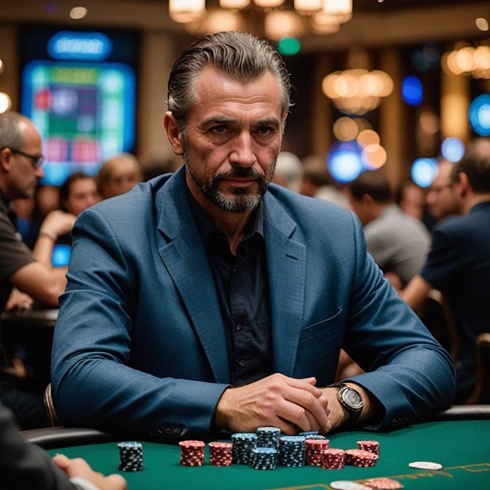 Joueur de poker concentré, intuition au poker et calcul